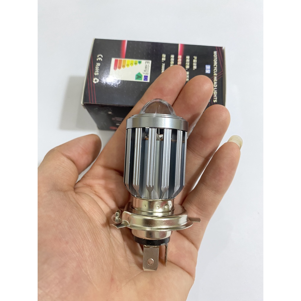 Đèn Led Pha 2 Màu Chân H4 Lắp Cho Ô Tô Xe Máy Siêu Sàng