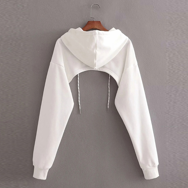 Áo Hoodie Tay Dài Màu Sắc Đơn Giản Thiết Kế Cắt Hở Lưng Phong Cách Harajuku Hip Hop
