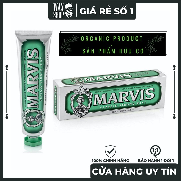 Kem Đánh Răng Classic Strong Mint - Marvis (Italia)  [NỘI ĐỊA Ý]  Giúp Làm Trắng Răng, Đánh Bật Mảng Bám.