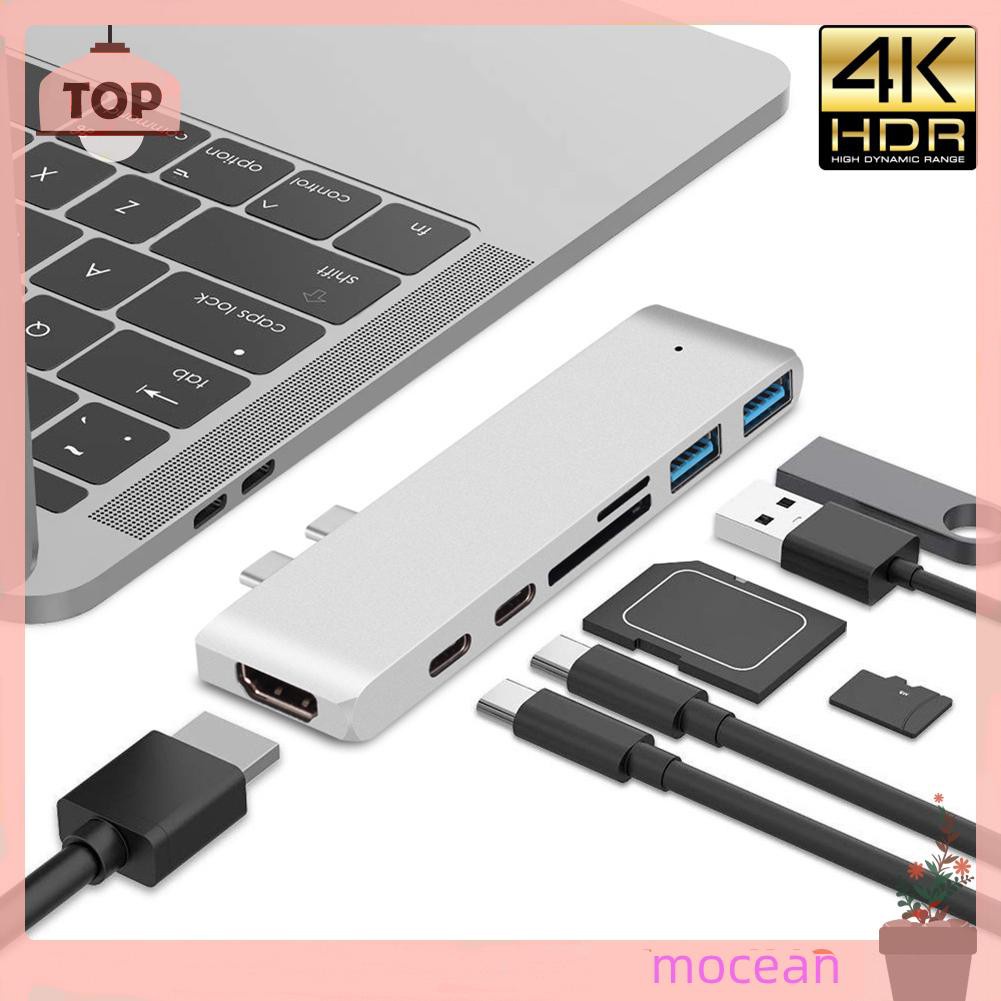 Mocean Multifunctional 7 in 1 Dock Dual USB Type C Hub Adapter for Apple Laptop