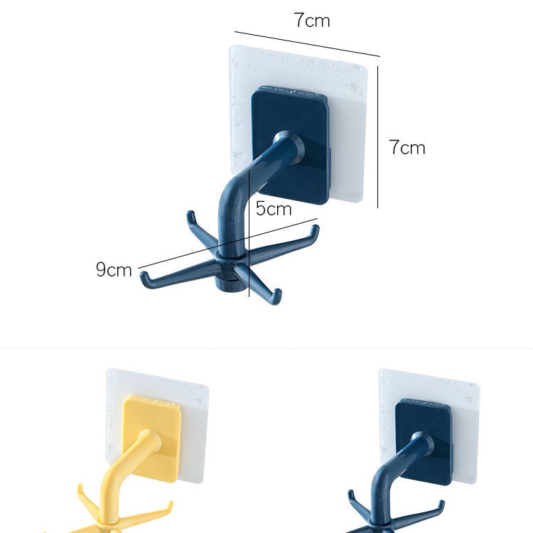 Móc treo đồ 4 chấu tiện dụng, dán tường, chịu lực cao
