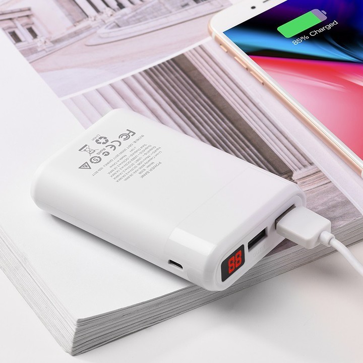 Sạc dự phòng 8000mAh 2 cổng (2 USB) Hoco B35B, sạc nhanh 2.1A, LCD báo pin