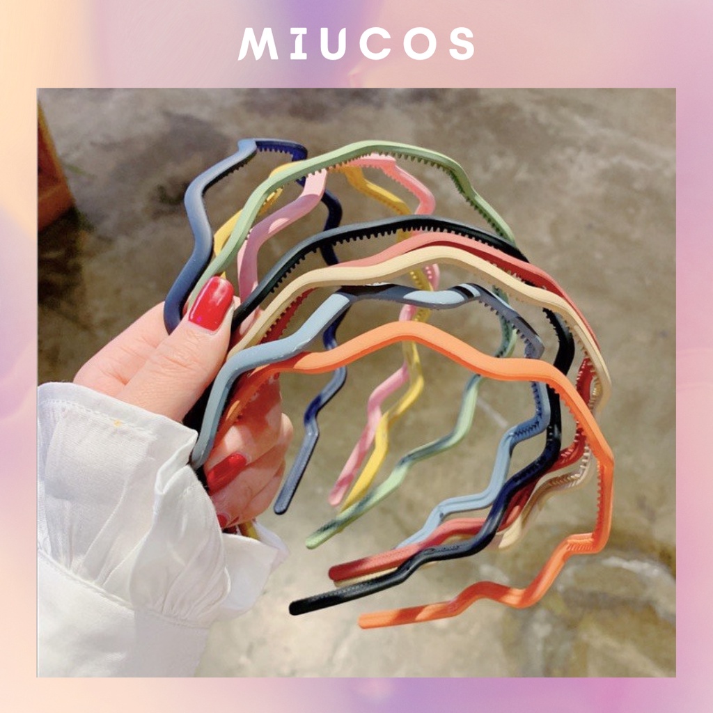 Bờm/cài tóc nhựa gợn sóng trơn nhám dễ thương