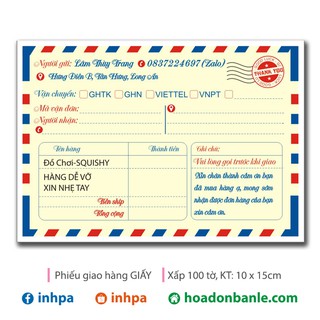 Phiếu giao hàng 100 tờ (Bưu Điện)