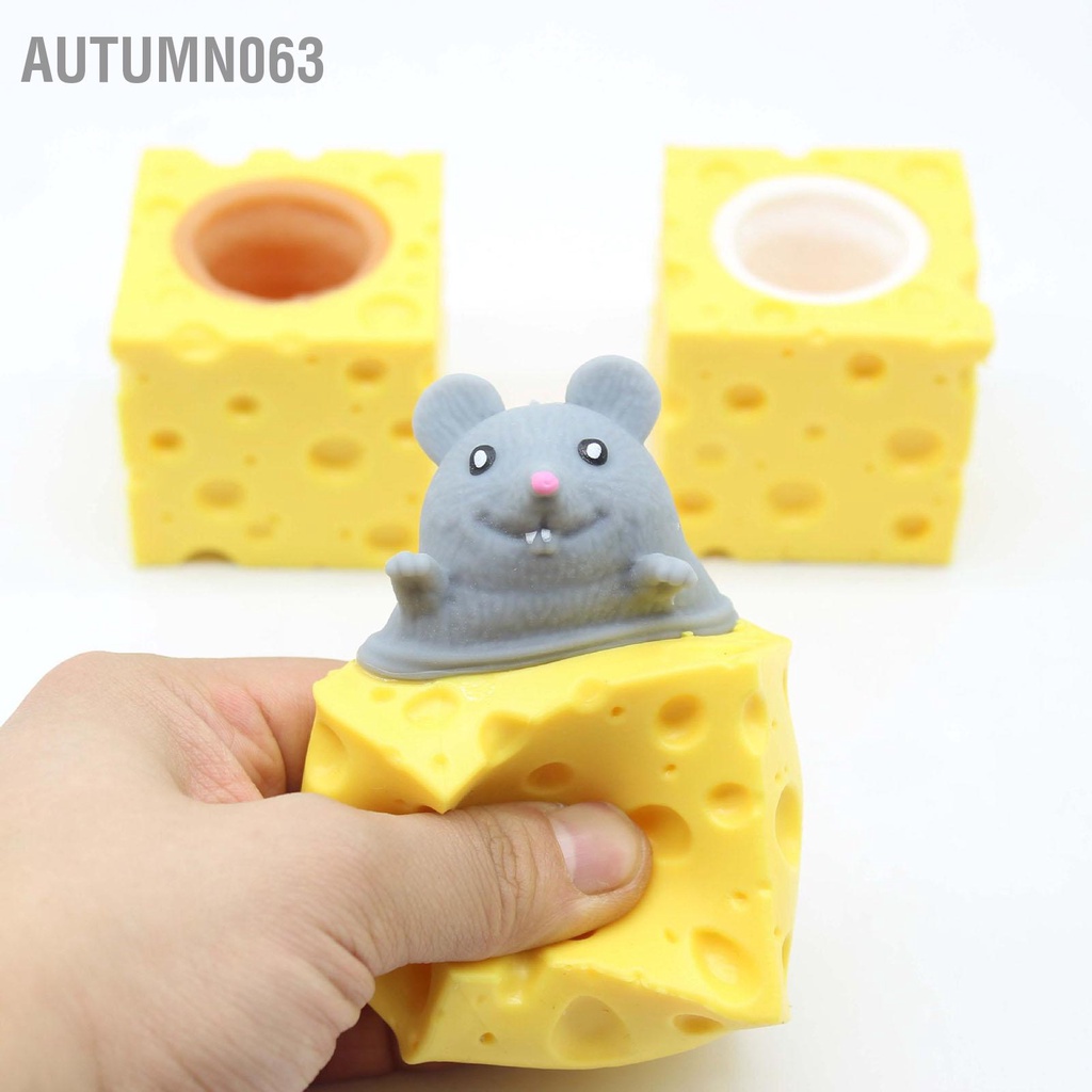 Đồ chơi chuột phô mai Squish Thân thiện với môi trường Silicone mềm Chống lo âu căng thẳng Giảm Bóp Phô Autumn063