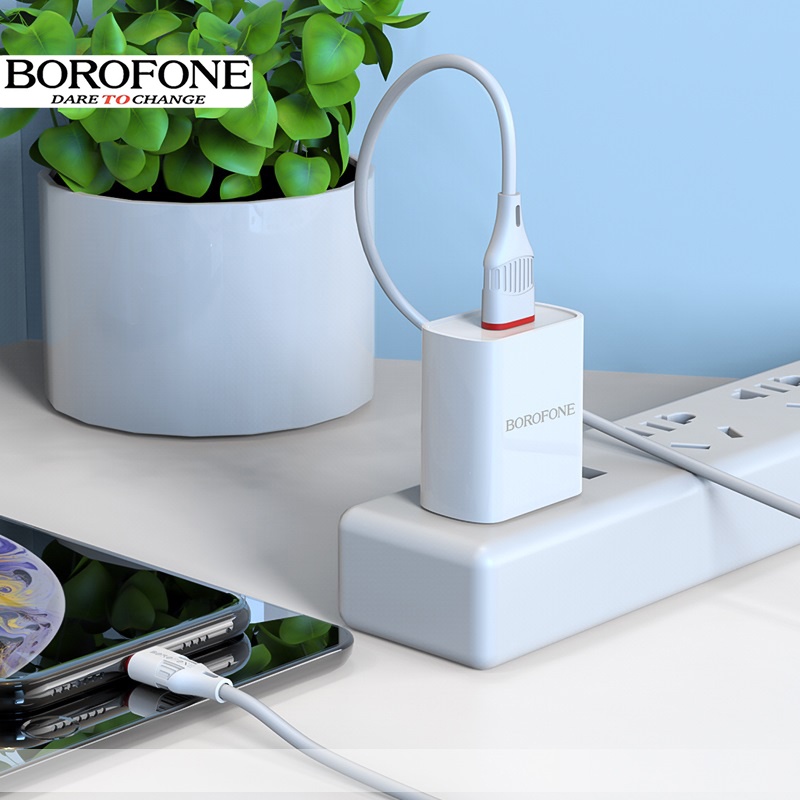 Bộ sạc cáp 2.1A BOROFONE BA20 đầu Lightning, Micro, Type-C full dòng iPhone, iPad, Android, dây dài 1m - Chính hãng