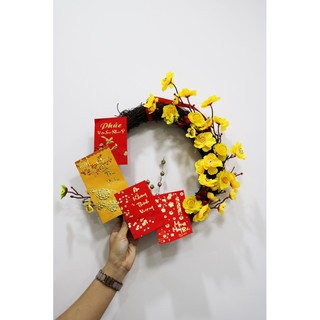 Vòng hoa trang trí Tết-Mai,đào