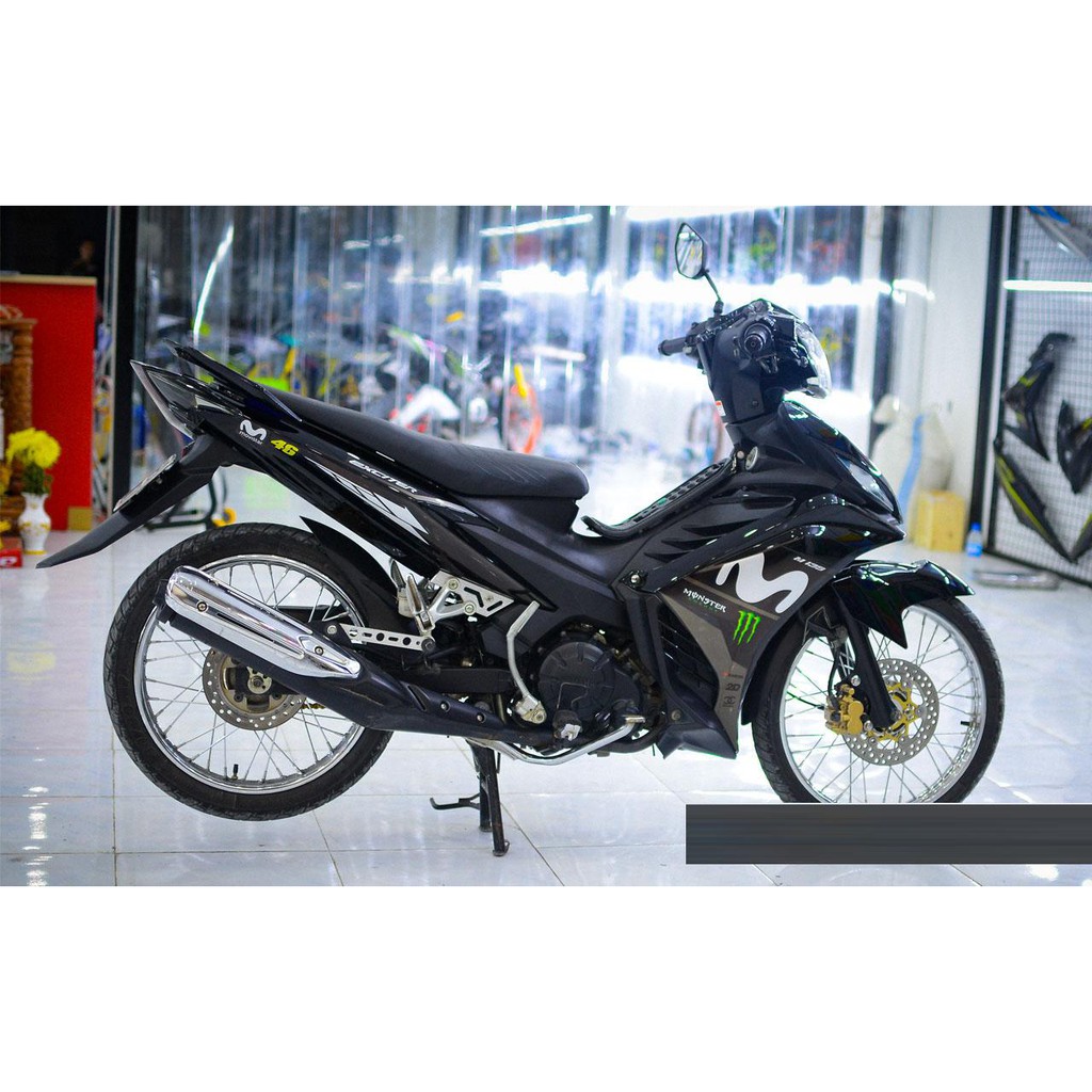 Tem trùm exciter 135 đen trắng movistar monster, độ team decal xe ex dán đời 2011-2014