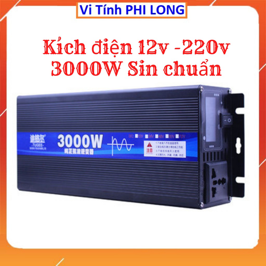 Inverter sin chuẩn 12v - 220v 1600w, đổi điện 12v DC lên 220V AC sin chuẩn công suất 1600w