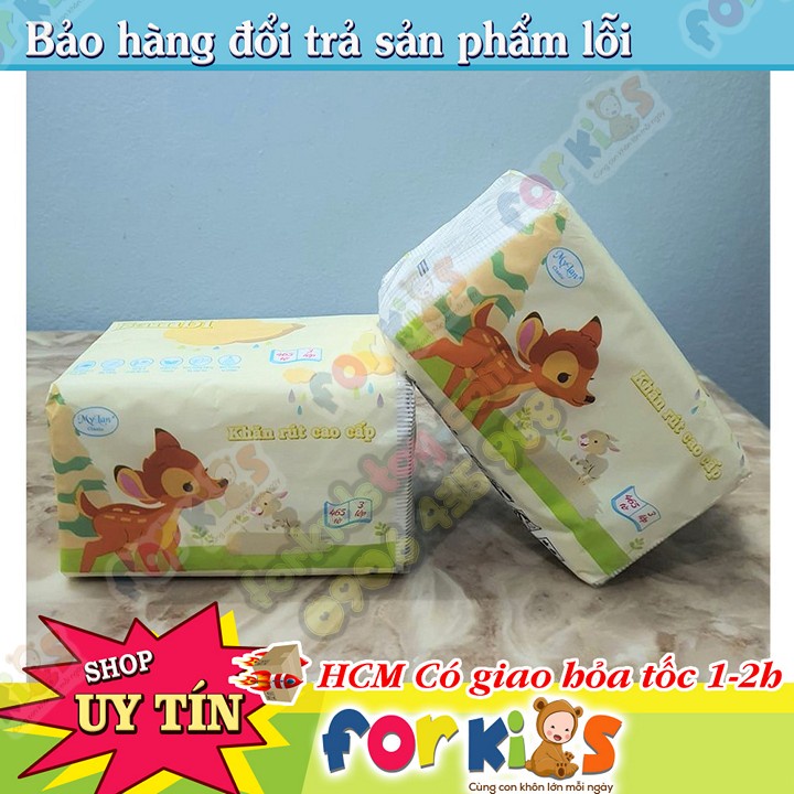 Sét 8 gói, Giấy rút, giấy ăn con Nai hoa hồng 3 lớp cao cấp