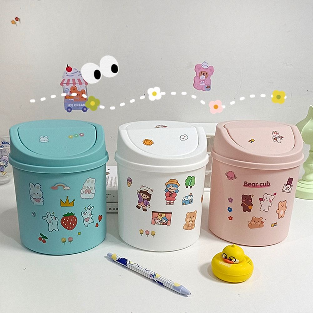 Nhãn dán hoạt hình/ Thùng rác mini thiết kế đơn giản tiện dụng cho văn phòng