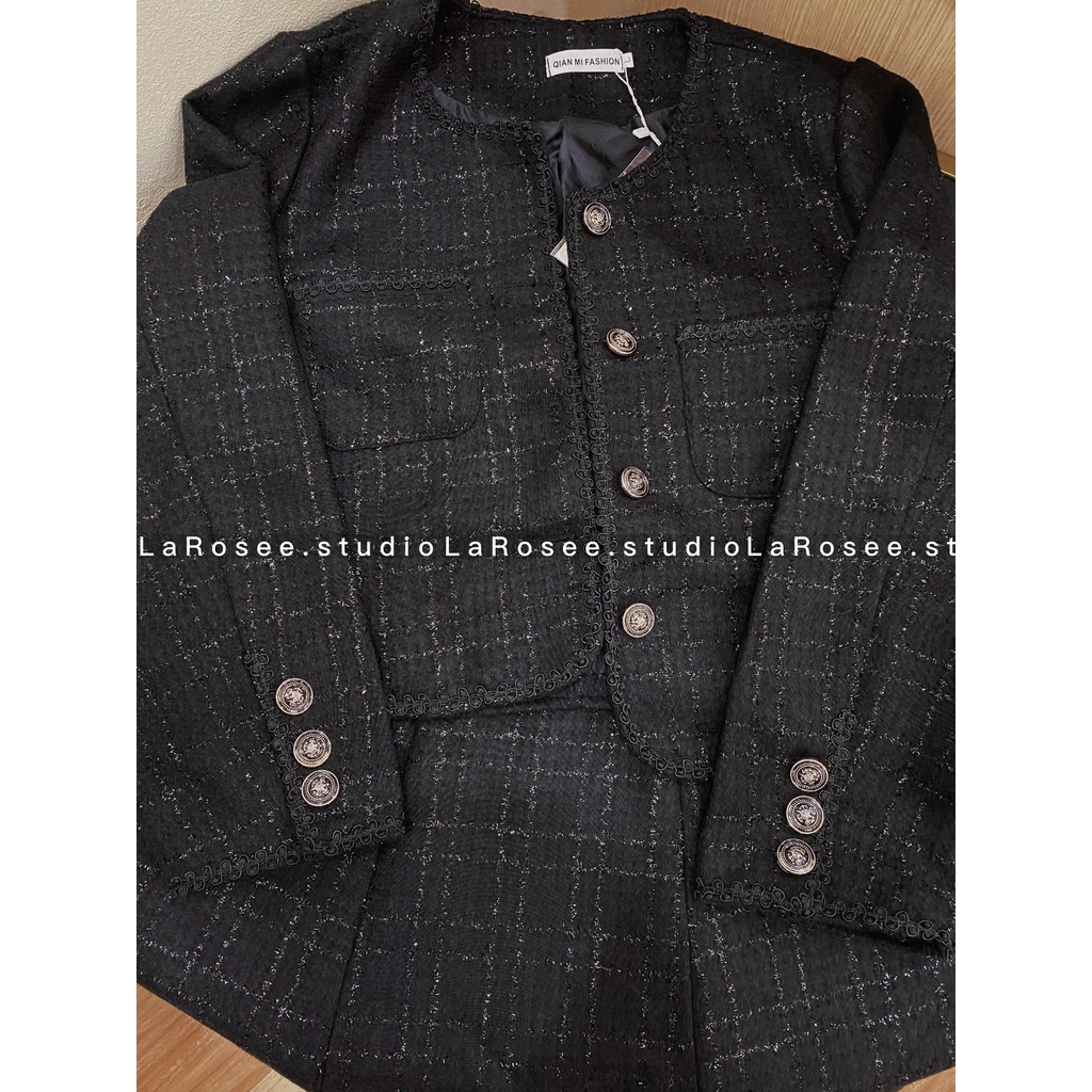 Set dạ tweed đen có sẵn