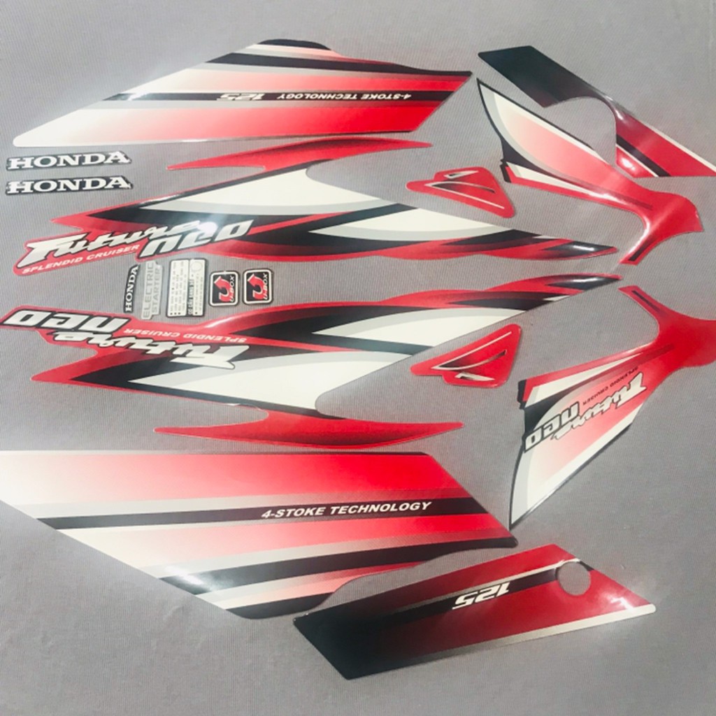 Trọn bộ tem rời 3 lớp dán xe máy Honda Future neo đỏ đen trắng