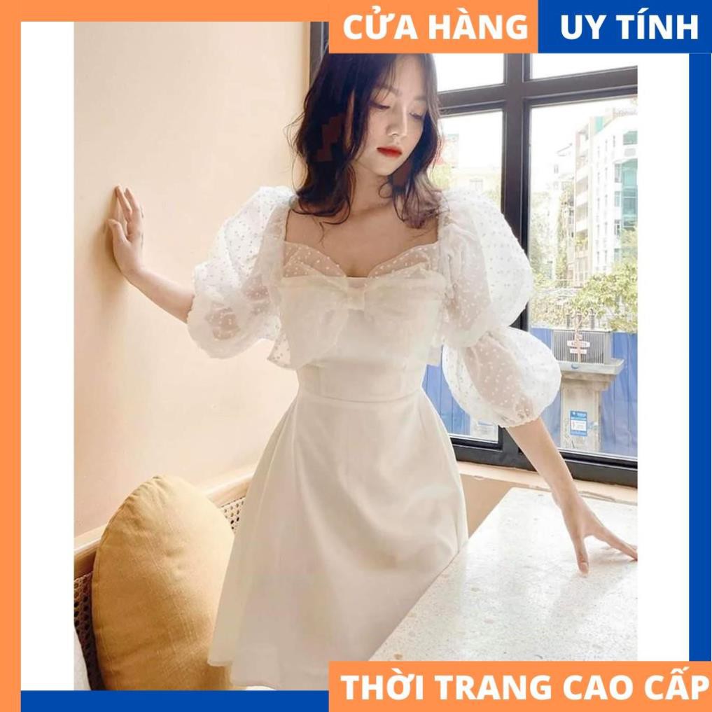 Đầm xòe tay lưới bồng phối nơ ngực siêu xinh Lizzy dress [HÀNG CAO CẤP] | BigBuy360 - bigbuy360.vn