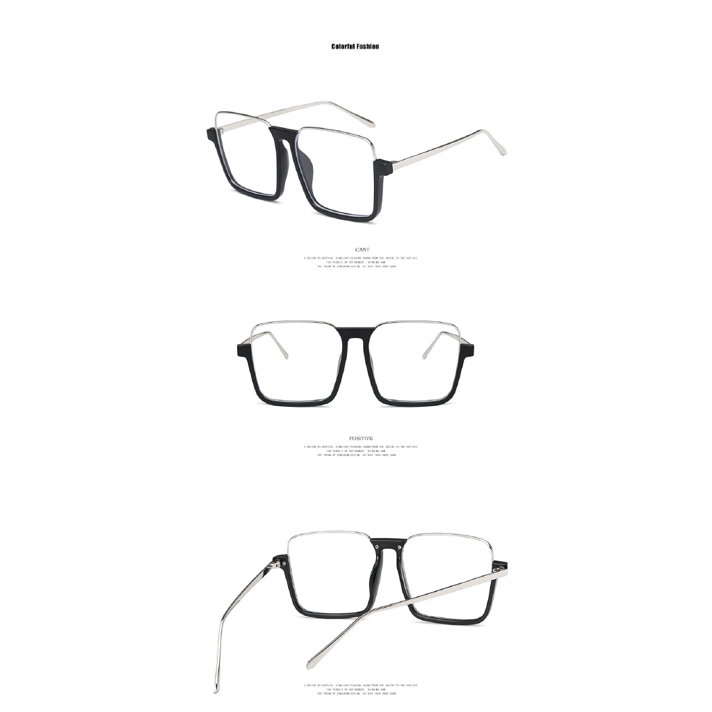 Kính râm gọng vuông một nửa lớn phong cách thời trang Hàn Quốc dành cho nữ