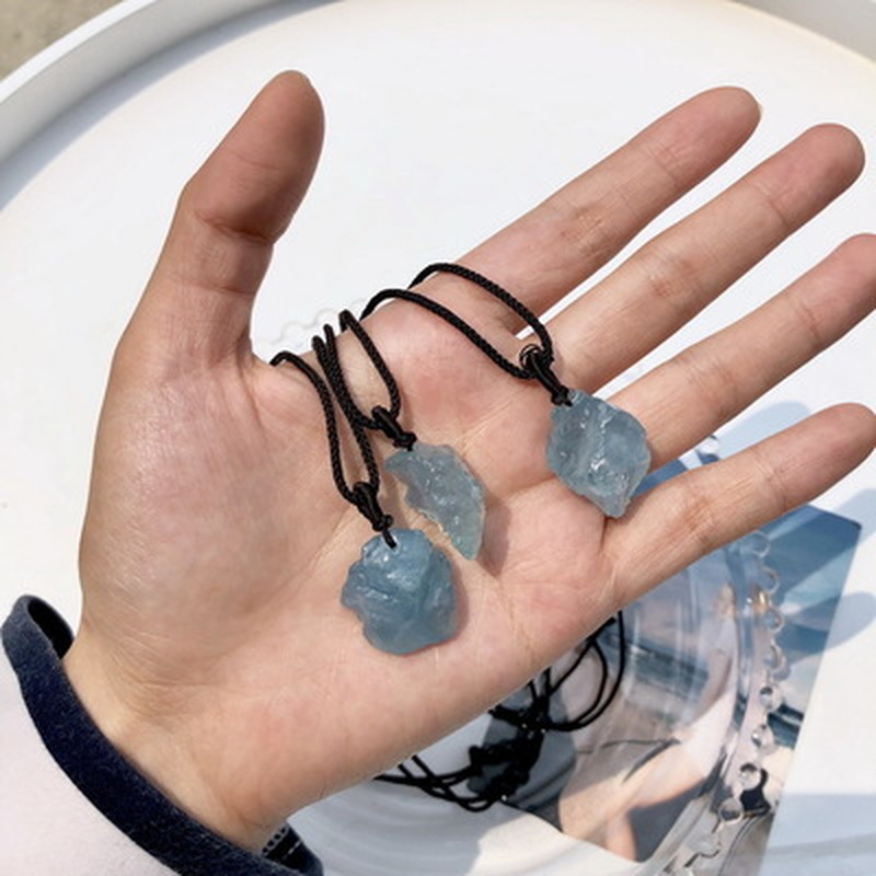 vòng cổ Mặt Đá Aquamarine Tự Nhiên Đơn Giản Thời Trang Cho Nam Nữ
