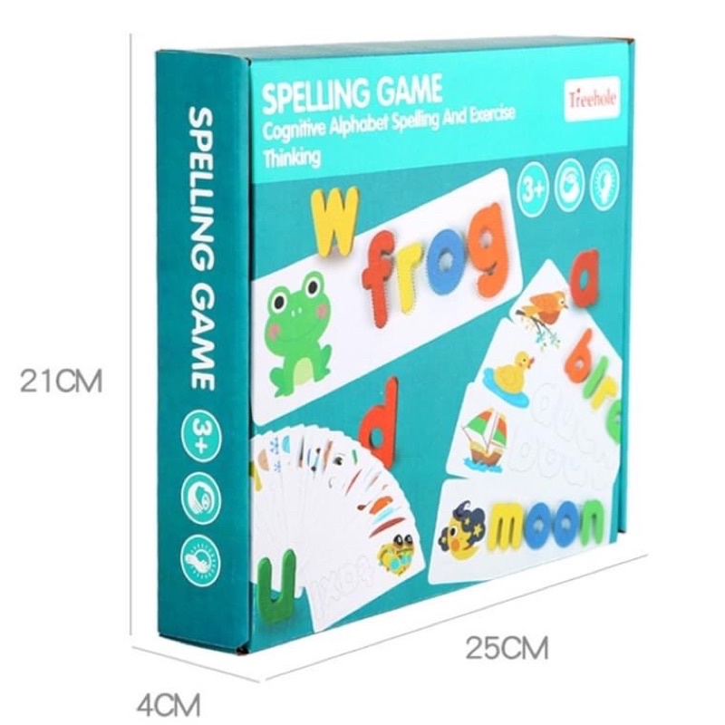 Đồ chơi ghép chữ Spelling game bộ thẻ học ghép chữ tiếng anh gồm 52 chữ cái và tranh ghép cho bé từ 3 tuổi Binkids DC21