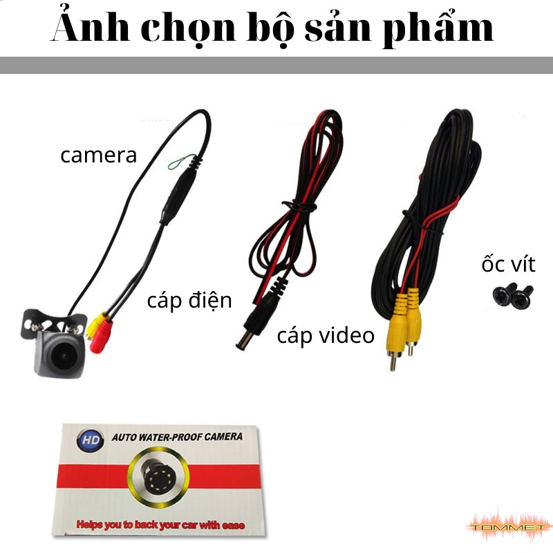 Camera lùi AHD chất lượng hình ảnh 1080P siêu nét, chân lắp cánh bướm giúp camera xoay lên xuống 1 cách linh hoạt,TOMMET