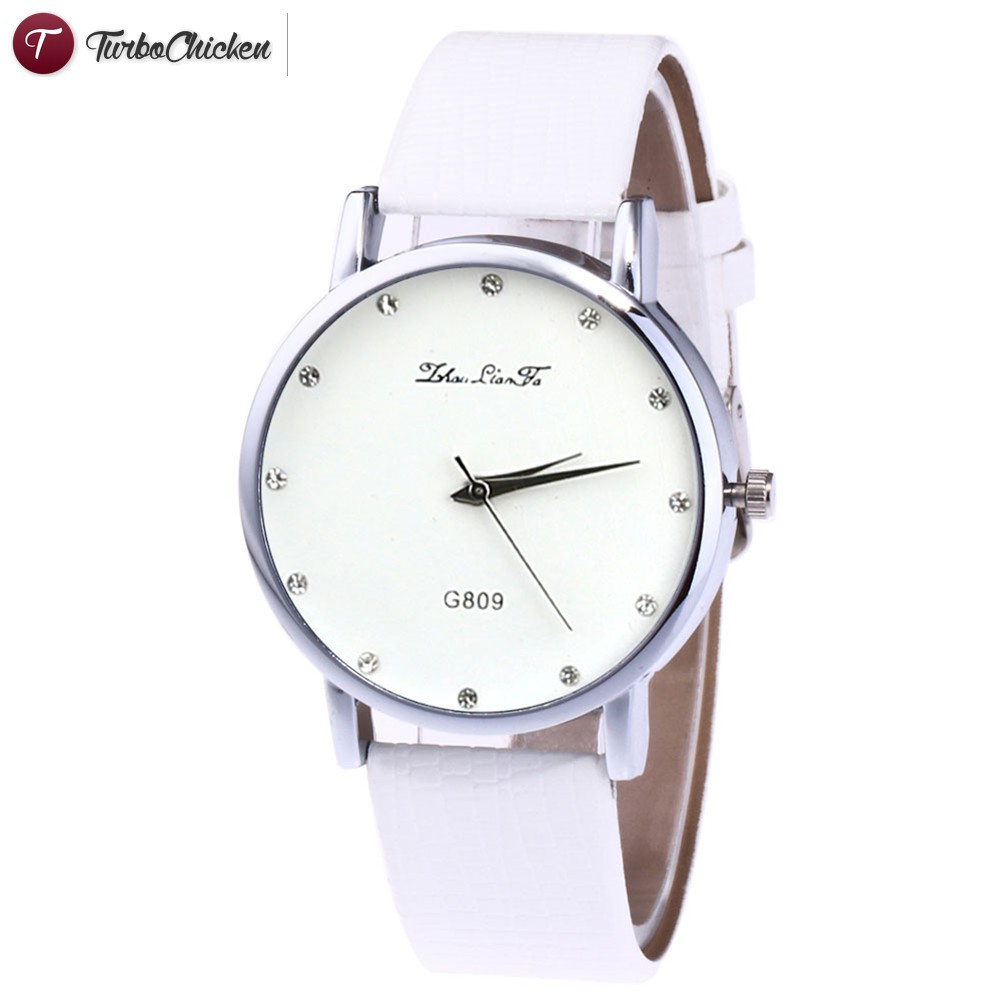 #Đồng hồ đeo tay# Women Faux Leather Strap Round Dial Watch Great Couple Watches Business Quartz Watch 