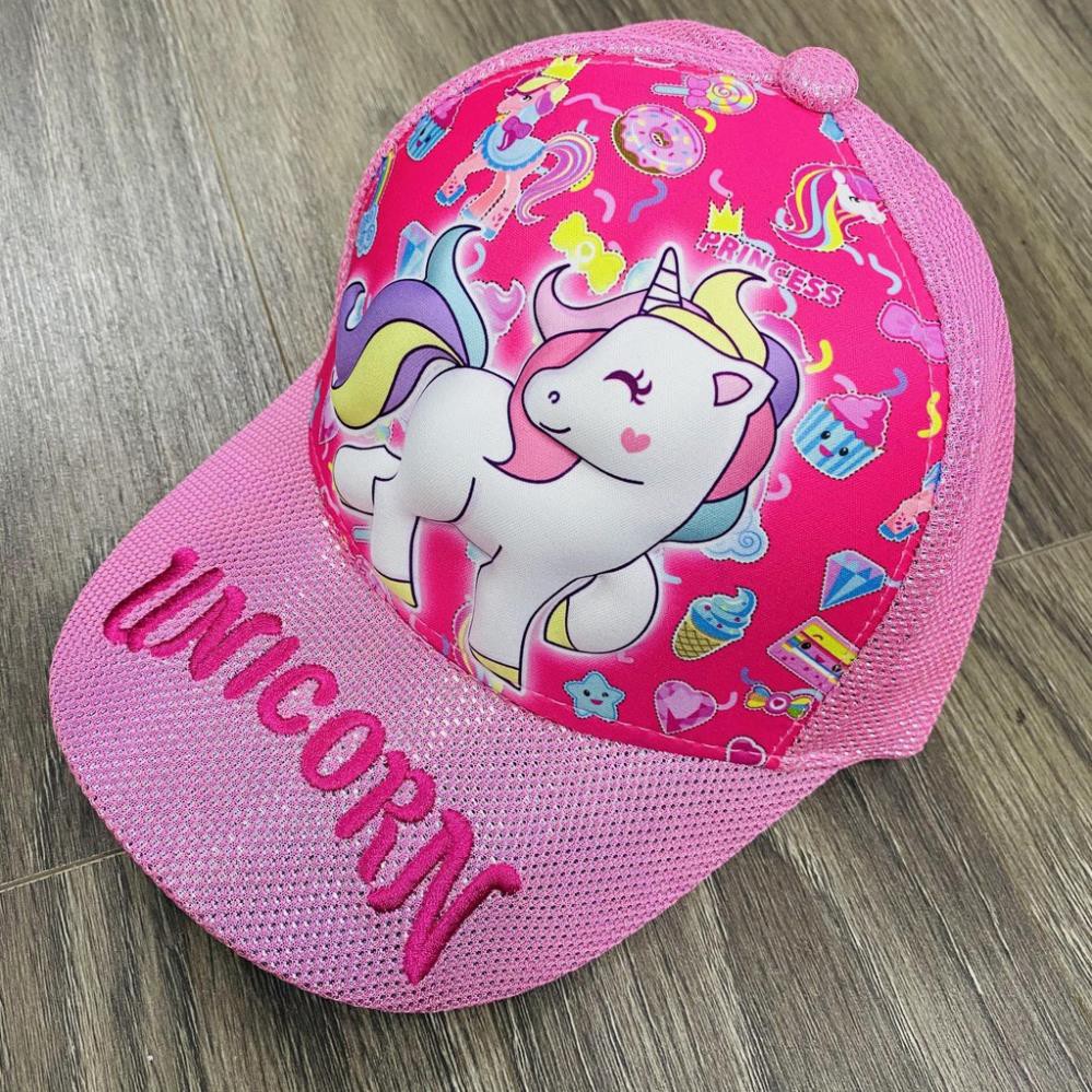 Mũ cho bé gái, nón trẻ em kim tuyến hình ngựa pony, ngựa unicorn in hình sắc nét - Thóc shop