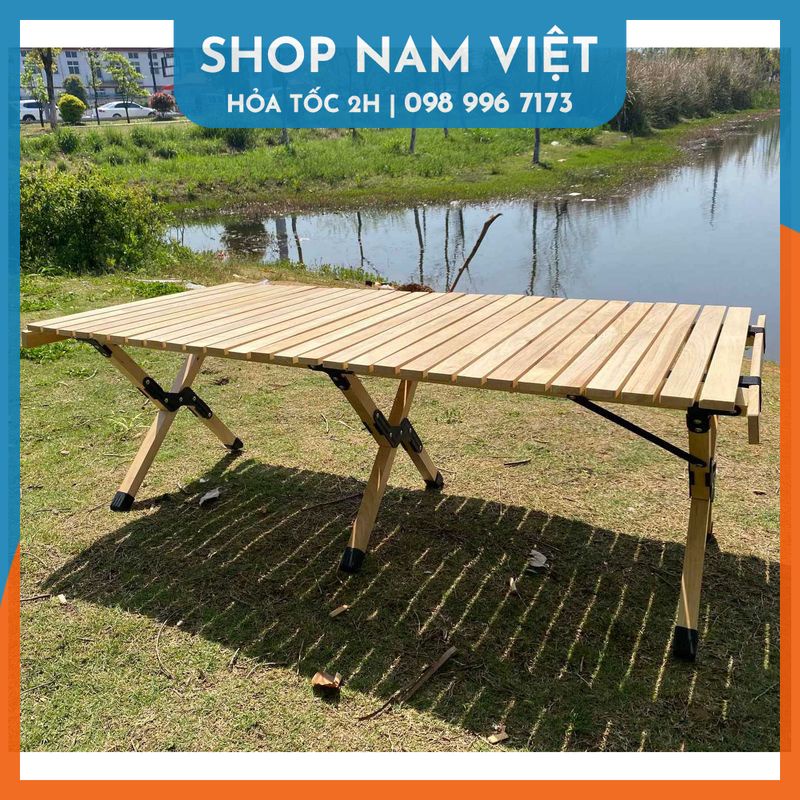 Bàn Xếp Gỗ Gấp Gọn Cho Cắm Trại, Dã Ngoại