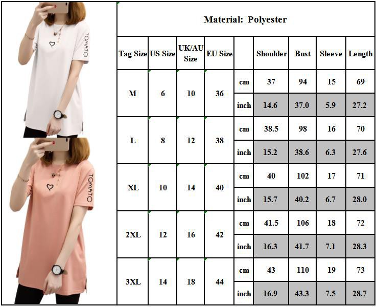 Áo thun tay ngắn in họa tiết trái tim và chữ cái phong cách đơn giản thời trang