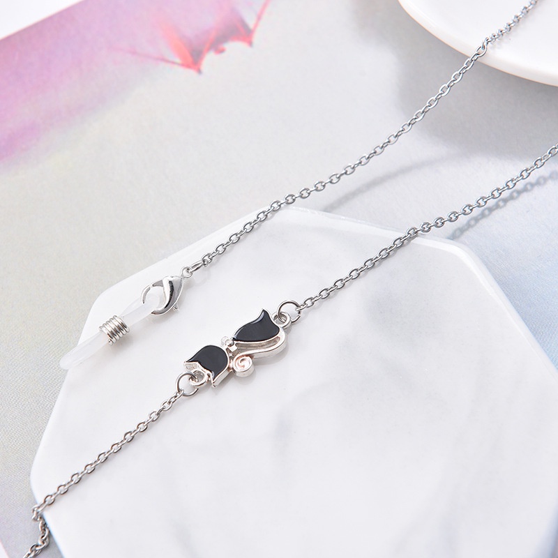 Korean fashion foreign trade cat mask anti-slip metal simple neck chain hanging mask chain