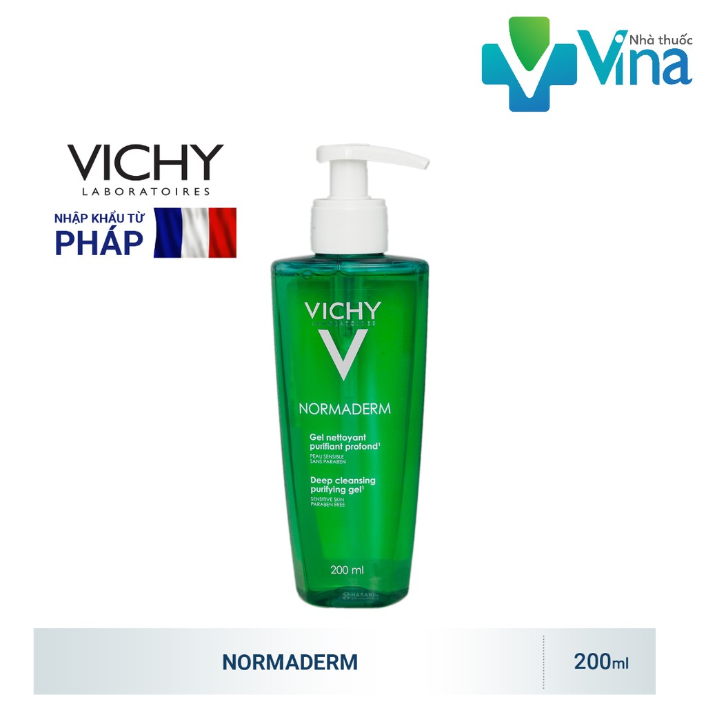 Sữa rửa mặt dạng Gel giúp ngăn ngừa mụn Vichy Normaderm Deep Cleansing Purifying Gel 200ml