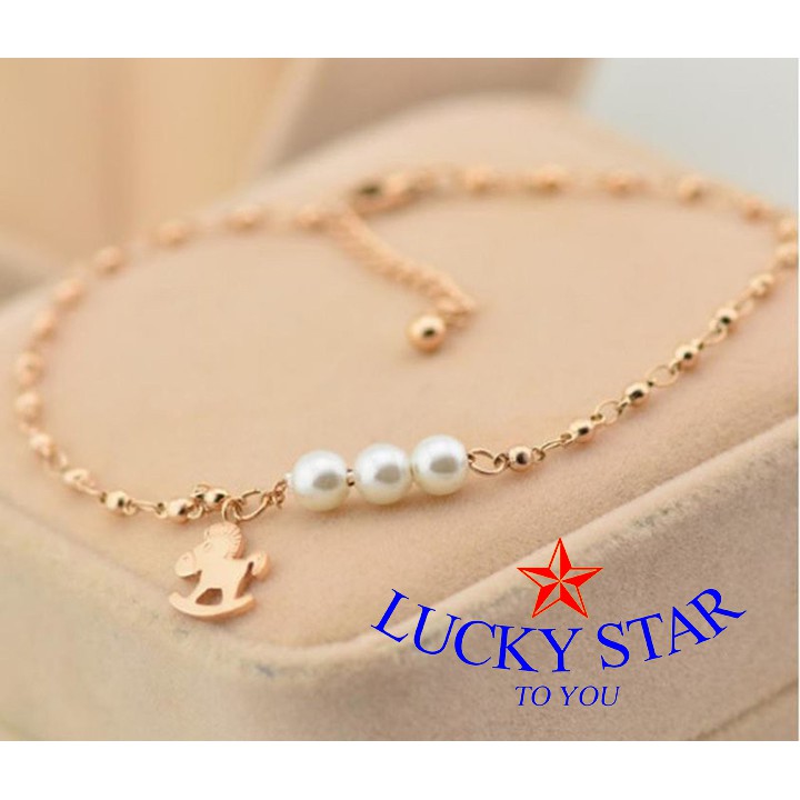 Lắc chân ngựa đính hạt ngọc cách điệu