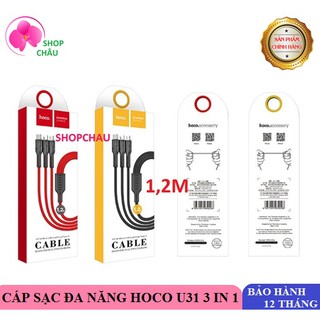 Cáp sạc đa năng hoco u31 3 in 1 chính hãng i lghning - typec - microusb