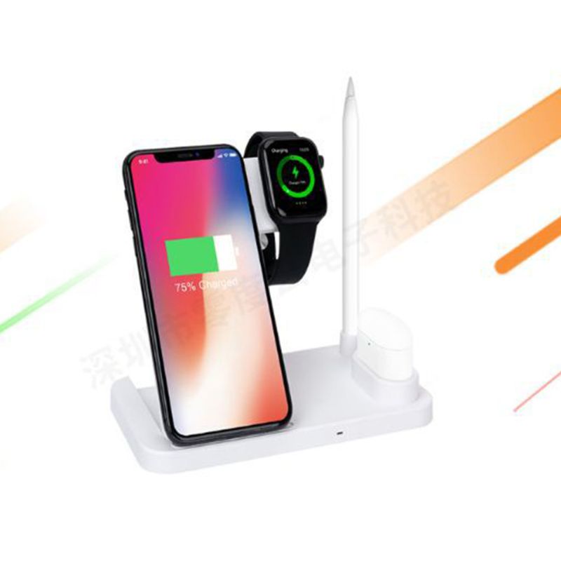Giá Đỡ Kiêm Sạc Không Dây 4 Trong 1 Thông Dụng Cho Đồng Hồ / Điện Thoại