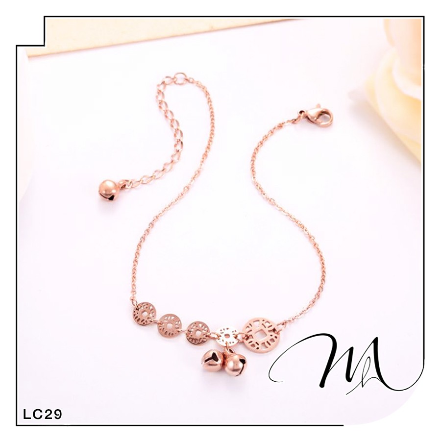 Lắc chân nữ chuông Titan 5 đồng tiền phối lục lạc tài lộc - Măng’s House LC29