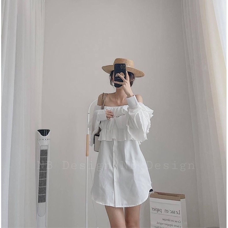 ÁO TRỄ VAI THÔ XẾP LY TẦNG DÁNG DÀI LOẠI ĐẸP MS22676