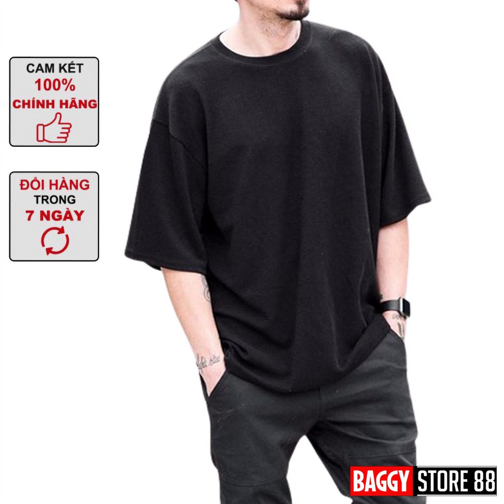 HOT Áo thun Unisex 360 Basic Tee phông trơn nam nữ tay lỡ oversize form rộng 2 màu trắng đen