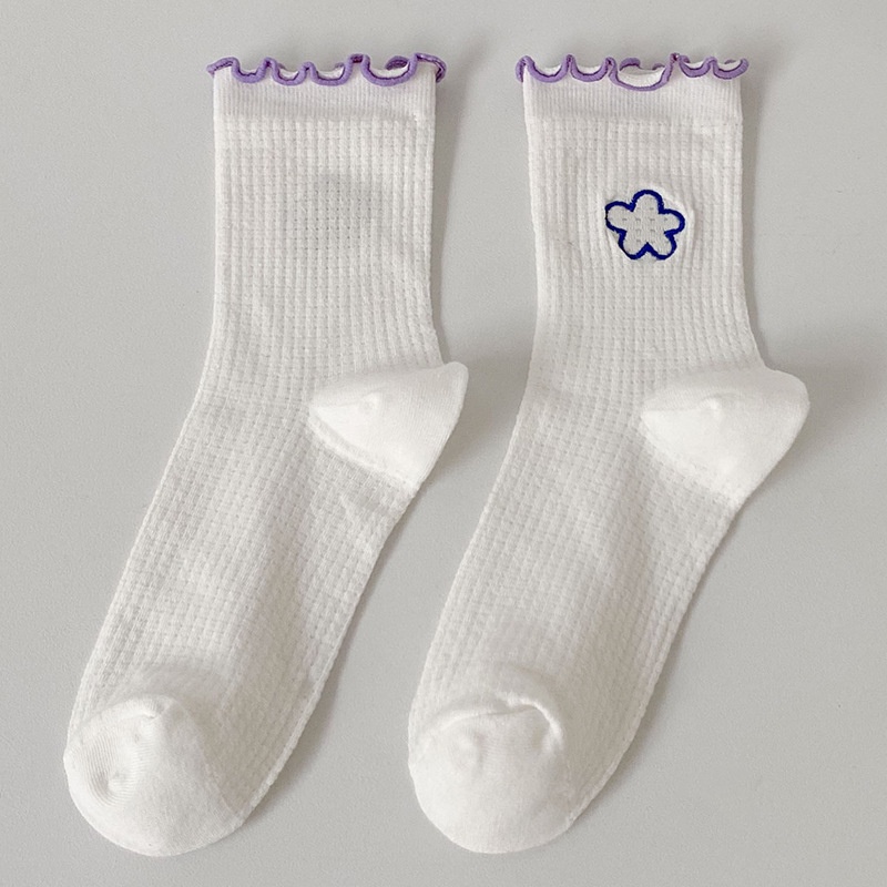 Tất cổ cao nữ cổ nhún siêu xinh hoa mai hàn quốc