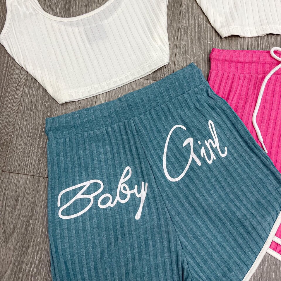 Set bộ Baby Girl len tăm mới nhất  YenlnhStore S017,Set bộ áo Croptop,Set bộ quần ngắn và áo Croptop