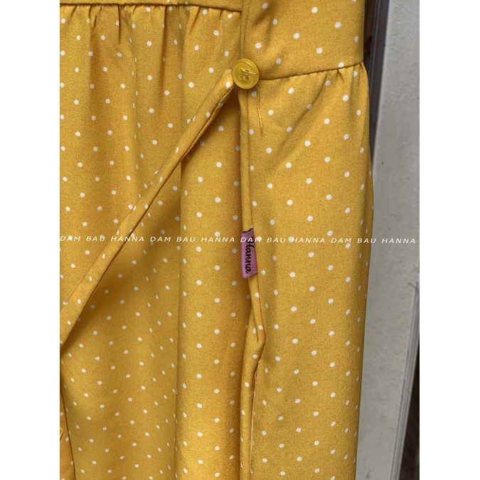 [HANNA] Đầm bầu công sở vải mát mùa hè không nhăn co dãn nhẹ thấm mồ hôi tốt free size 40-70kg dài tới gối có 2 túi bên