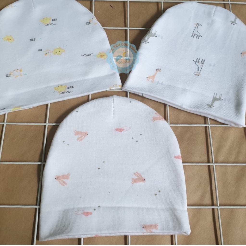 Nón cotton họa tiết cho bé sơ sinh 0-3 tháng - Hiệu Cún Con (katydang)