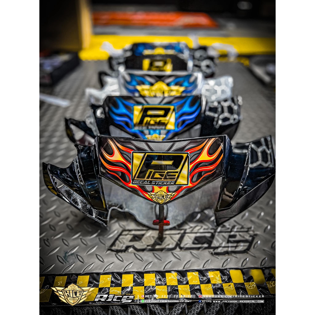 Tem Dán Hộp Đầu Sirius   Rice decal car frame Mẫu Lửa dán tất cả màu sơn