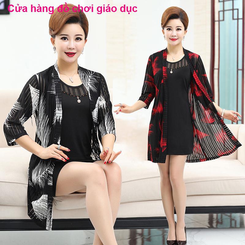 SHOP XINH Váy đầm mùa hè Khăn choàng Hai mảnh 40 tuổi 50 trung niên Bộ ren nữ dành cho