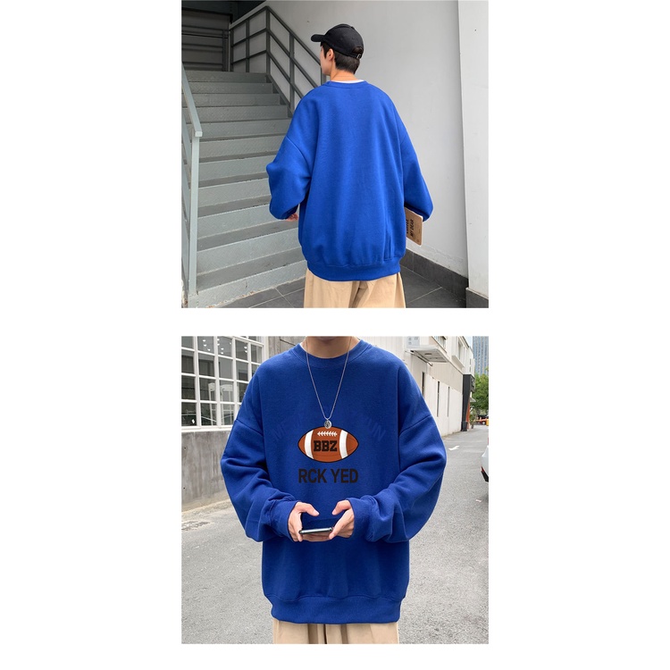 Áo sweater AOKANG tay dài cổ tròn lót nhung dáng rộng thời trang thu đông dành cho nam