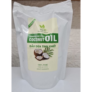 Dầu dừa tinh khiết lên men tươi lạnh Việt Healthy 1000ml dạng túi tiện lợi