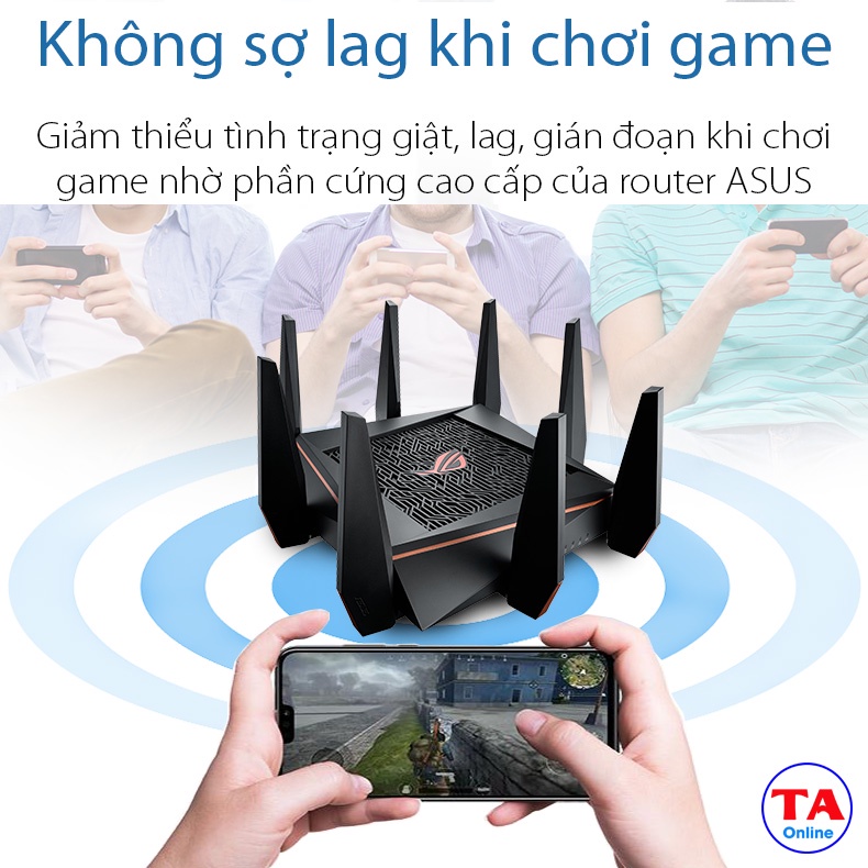 Bộ phát WiFi ASUS GT AC5300  Ba băng tần  Chuẩn AC tốc độ 5300Mbps  Chuyên dành cho gaming