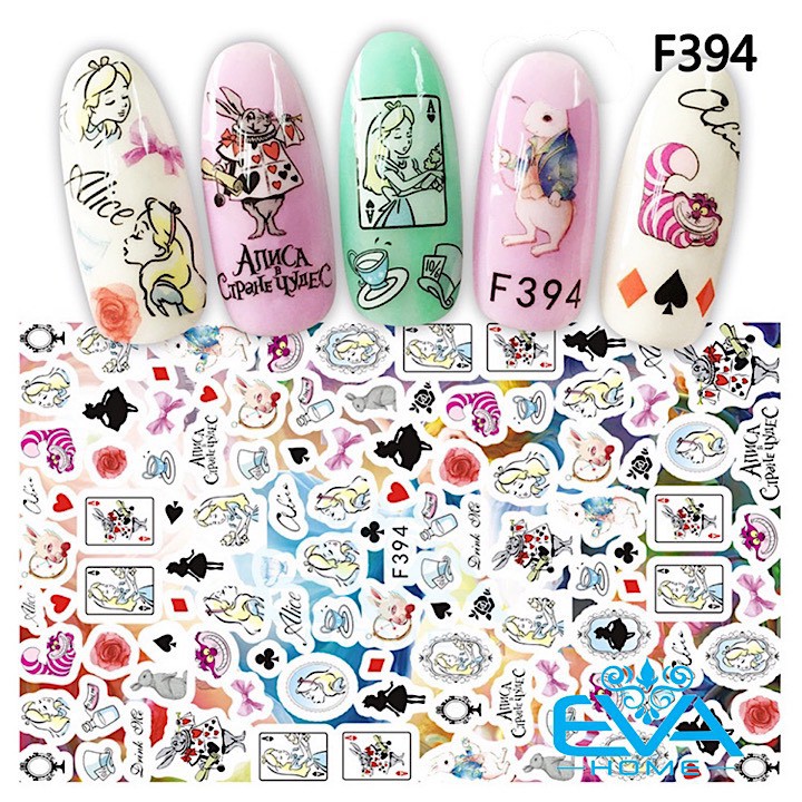 Miếng Dán Móng Tay 3D Nail Sticker Tráng Trí Hoạt Hình Alice in Wonderland F394