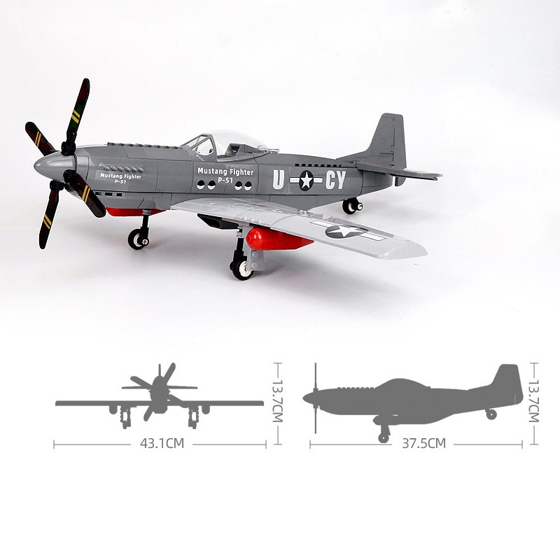 （CÓ SẴN）Đồ chơi lắp ráp mô hình wange 4006 máy bay chiến đấu Mustang fighter P-51