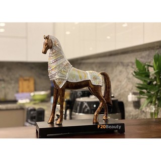 Tượng ngựa trang trí Chiến Mã Trojan Horse phong thủy (Bạc| Xanh) - F20Beauty - Phong cách hiện đại