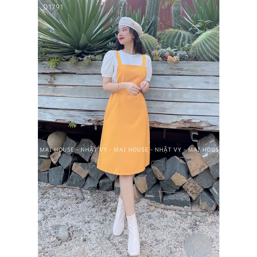 Đầm Nữ NHẬT VY Cổ Vuông Kèm Dây Chất Kaki Thun Không Kèm Áo Đi Chơi Dáng Suông Màu Đỏ, Vàng - D1791 | BigBuy360 - bigbuy360.vn