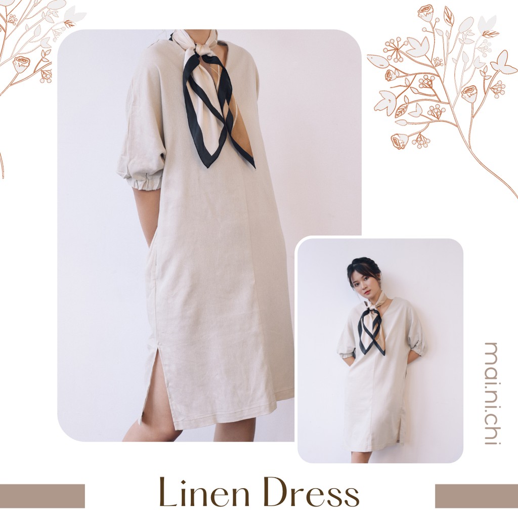 Váy Linen Dress Suông Dáng Dài Qua Gối Chữ A Thiết Kế Form Xuông Rộng_mai.ni.chi