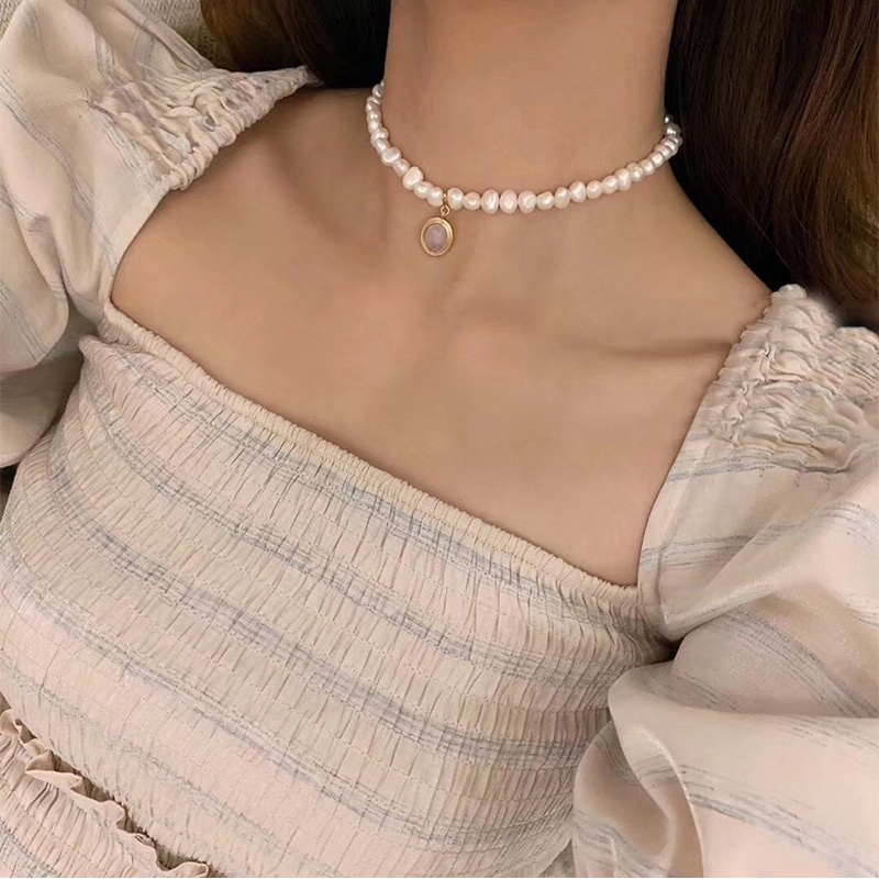 Vòng Cổ Choker Đính Ngọc Trai Nhân Tạo Phong Cách Nhật Bản
