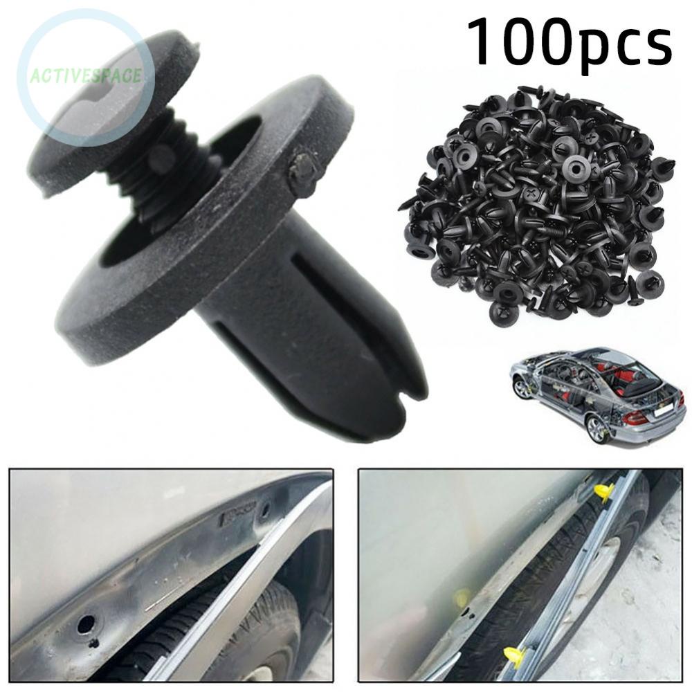 Clips Kit Moulding Plastic Push Pin Side Skirts Universal 100pcs 6mm Hole